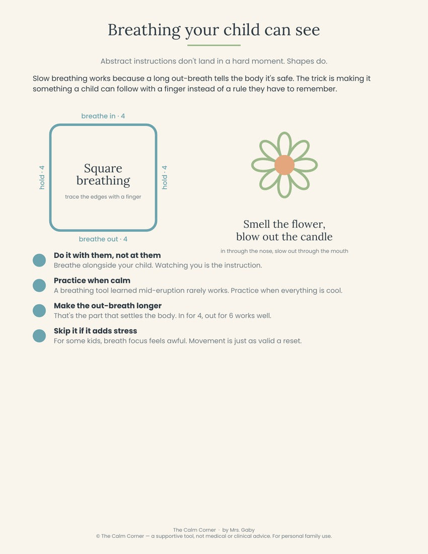 Square breathing and flower-and-candle breathing visuals