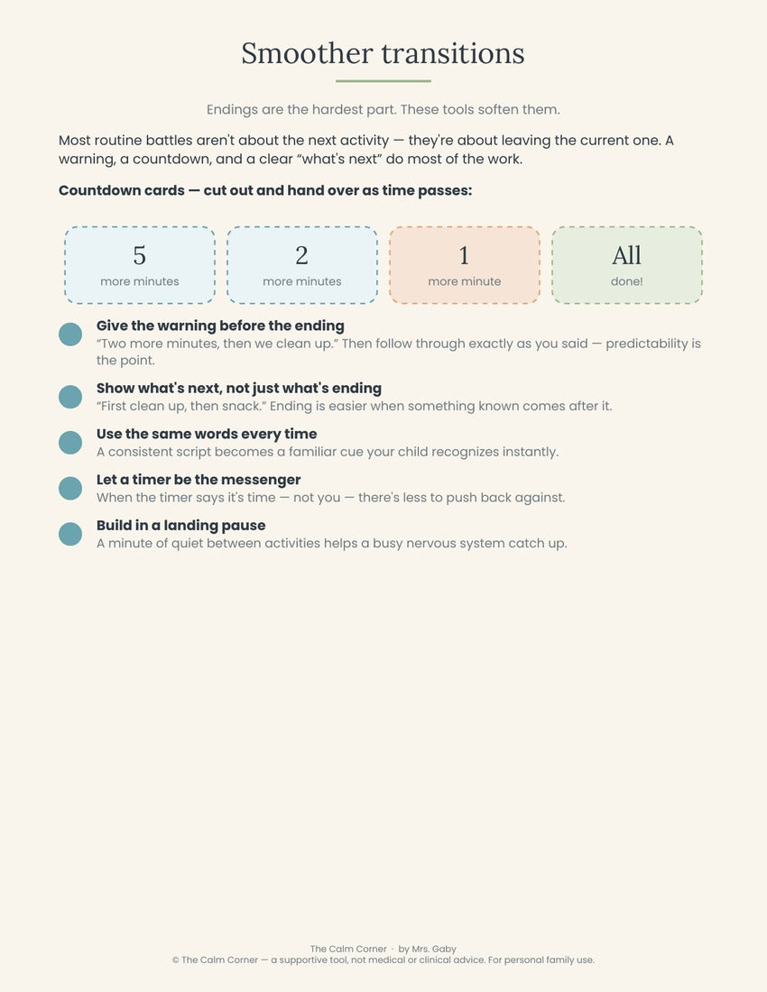 Step-by-step checklists for brushing teeth, washing hands, and getting dressed